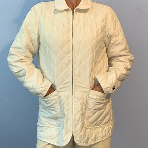Tommy Hilfiger cream Quilted chore
Coat Jacket corduroy collar size large zip up